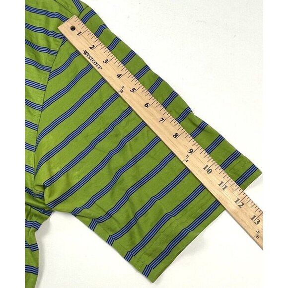 Master's AMEN CORNER Mens MEDIUM Green/Blue Stripe S/S Golf POLO Hong Kong EUC - Picture 8 of 9